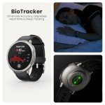 Amazfit Active 2 Smart Watch 44mm, 10 Day Battery, Fitness Tracker, Sleep Monitor, GPS Maps, 160+ Sport Modes, Water Resistant, for Android & Apple iPhone, Sapphire Glass, Black Leather Strap