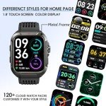 KEEPONFIT Smart Watch for Men, Answer/Make Bluetooth Calls, Metal Frame 1.8" Alexa Built-in Fitness Tracker with IP68/100 Sports Modes/Heart Rate/SpO2/Stress/Sleep Monitor for iOS/Android