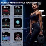 KEEPONFIT Smart Watch for Men, Answer/Make Bluetooth Calls, Metal Frame 1.8" Alexa Built-in Fitness Tracker with IP68/100 Sports Modes/Heart Rate/SpO2/Stress/Sleep Monitor for iOS/Android