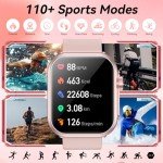 Smart Watch, 1.85" HD Smartwatches for Men Women, 1000 mAh Battery High Capacity, 110+ Sport Modes with Fitness Tracker Watch, IP68 Waterproof, Heart Rate/Sleep Monitor, Fitness Watch for Android/iOS