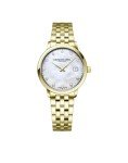 RAYMOND WEIL Toccata Classic Women's Watch, Mother-of-Pearl Dial, 11 Diamonds, Stainless Steel, Yellow Gold PVD Plating, 29 mm (Model: 5985-P-97081)