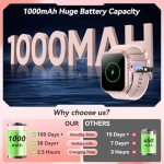 Smart Watch, 1.85" HD Smartwatches for Men Women, 1000 mAh Battery High Capacity, 110+ Sport Modes with Fitness Tracker Watch, IP68 Waterproof, Heart Rate/Sleep Monitor, Fitness Watch for Android/iOS