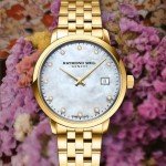 RAYMOND WEIL Toccata Classic Women's Watch, Mother-of-Pearl Dial, 11 Diamonds, Stainless Steel, Yellow Gold PVD Plating, 29 mm (Model: 5985-P-97081)
