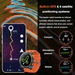Military Smart Watches Built-in GPS, 170+ Sport Modes for Men with Flashlight, Smartwatch for Android Phones and iPhone, 1.43" AMOLED Screen, Bluetooth Calls Compass Altimeter Barometric Altitude