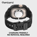 amBand Bands Case Screen Protector Compatible with Apple Watch Ultra 2/1 49mm for Men, M1 Sport Series Rugged Cover Strap and 9H Tempered Glass, Military Protective Bumper for iWatch 49 mm Men Black