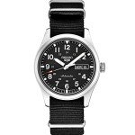 SEIKO SRPG37 Watch for Men - 5 Sports - Automatic with Manual Winding Movement, Black Dial, Stainless Steel Case, Black Nylon Strap, 100m Water Resistant, and Day/Date Display