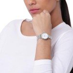 Fossil Women's Carlie Mini Quartz Stainless Steel Mesh Three-Hand Watch, Color: Silver (Model: ES4432)