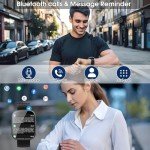 Puqo Smart Watch for Men Women Bluetooth Call, 1.95" HD Touch Screen Fitness Watch with Sleep Heart Rate Monitor, 100+ Sports Modes, IP68 Waterproof Activity Trackers for Android iOS, Black