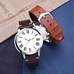 BISONSTRAP Men's Watch Bands, Hand-Stitched Leather Watch Straps, Quick Release, 20mm, Coffee Brown with Silver Buckle