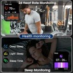 Puqo Smart Watch for Men Women Bluetooth Call, 1.95" HD Touch Screen Fitness Watch with Sleep Heart Rate Monitor, 100+ Sports Modes, IP68 Waterproof Activity Trackers for Android iOS, Black