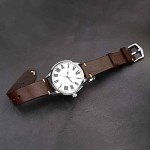 BISONSTRAP Men's Watch Bands, Hand-Stitched Leather Watch Straps, Quick Release, 20mm, Coffee Brown with Silver Buckle
