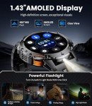 ESFOE Military Smart Watch for Men with Flashlight/5ATM Waterproof,1.43'' AMOLED Tactical Smartwatch with 500mAh Battery,110+ Sport Modes Fitness Tracker Smart Watch for Android iOS (Answer/Make Call)