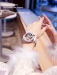 OLEVS Womens Automatic Watch Self Winding Skeleton Sterling Silver Diamond Ladies Luxury Dress Wrist Watch for Women