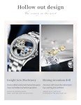 OLEVS Womens Automatic Watch Self Winding Skeleton Sterling Silver Diamond Ladies Luxury Dress Wrist Watch for Women