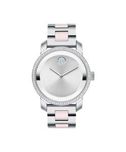 Movado Bold Iconic Women's Watch - Swiss Quartz 2H Movement, Stainless Steel Ceramic Center Link Bracelet - 3 ATM Water Resistance - Sparkling Crystal Details for Her - 36mm