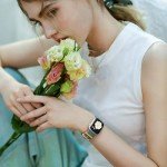 DaQin Flower Engraved Band Compatible with Apple Watch Bands for Women 40mm 38mm 41mm 42mm, Soft Silicone Band With Decorative Apple Watch Charms for iWatch Series 10 9 8 7 6 5 4 3 2 1 SE (With Band)