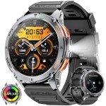 Military Smart Watch for Men with GPS, 1.43" AMOLED Bluetooth Call Smartwatch with LED Flashlight, Rugged Smart Watches for Android iOS, IP68 Waterproof Fitness Tracker with Heart Rate (Black)
