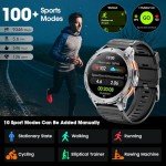 Military Smart Watch for Men with GPS, 1.43" AMOLED Bluetooth Call Smartwatch with LED Flashlight, Rugged Smart Watches for Android iOS, IP68 Waterproof Fitness Tracker with Heart Rate (Black)