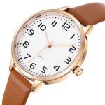 IBSO Women Watches Leather Mesh Strap Round Case Analog Fashion Ladies Wrist Watches (0023 Brown)