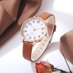 IBSO Women Watches Leather Mesh Strap Round Case Analog Fashion Ladies Wrist Watches (0023 Brown)