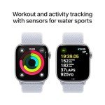 Apple Watch Series 10 [GPS 42mm case] Smartwatch with Silver Aluminium Case with Blue Cloud Sport Loop. Fitness Tracker, ECG App, Always-On Retina Display, Carbon Neutral