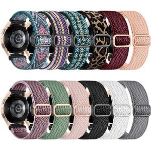 Easuny 12 Pack Stretchy Bands Compatible with Samsung Galaxy Watch 7 6 5 4 40mm 44mm Band, Galaxy 5 Pro 45mm, 6 Classic 47mm 43mm, 4 Classic 46mm 42mm, Active 2, 20mm Elastic Watch Strap for Women