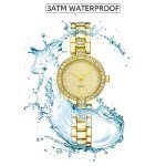 TWOPTION Womens Waterproof Wrist Watch,Women's Small Thin Analog Bracelet Quartz Watch Dainty Christmas Gifts (Gold-07#)