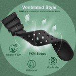 WOCCI 20mm Ventilated Watch Band for Men, FKM Rubber, Silver Buckle (Black)