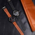 WOCCI 20mm Ventilated Watch Band for Men, FKM Rubber, Silver Buckle (Black)
