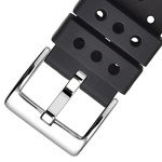 WOCCI 20mm Ventilated Watch Band for Men, FKM Rubber, Silver Buckle (Black)