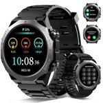 Military Watches for Men (Answer/Make Calls), 1.39" HD Display Fitness Watches, Heart Rate/Sleep Monitor, 110+ Sports Modes Smart Watch for Men, IP68 Waterproof, 30Day, Watch for Android/iPhone, Black