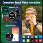 Military Watches for Men (Answer/Make Calls), 1.39" HD Display Fitness Watches, Heart Rate/Sleep Monitor, 110+ Sports Modes Smart Watch for Men, IP68 Waterproof, 30Day, Watch for Android/iPhone, Black