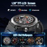 Military Watches for Men (Answer/Make Calls), 1.39" HD Display Fitness Watches, Heart Rate/Sleep Monitor, 110+ Sports Modes Smart Watch for Men, IP68 Waterproof, 30Day, Watch for Android/iPhone, Black