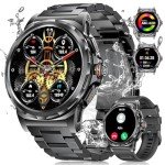 LIGE Military Smart Watch for Men(Answer/Make Call),1.43" HD AMOLED Rugged Smartwatch for iPhone Android Phone,Fitness Watch,Black Sport Watch with 120+ Sport Modes/5ATM Waterproof