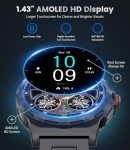 LIGE Military Smart Watch for Men(Answer/Make Call),1.43" HD AMOLED Rugged Smartwatch for iPhone Android Phone,Fitness Watch,Black Sport Watch with 120+ Sport Modes/5ATM Waterproof