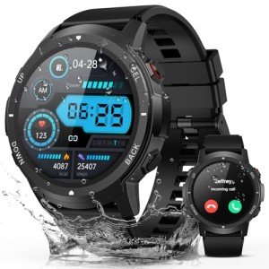 Smart Watch for Men- Bluetooth Call, 2025 Military Waterproof Fitness Sleep Tracker Watch with/Heart Rate/Blood Pressure Monitor/110 Sports Modes, Smartwatch for Samsung Android iPhone iOS Compatible