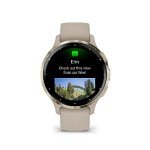 Garmin Venu 3S Soft Gold Stainless Steel Bezel 1.2-Inch AMOLED Touchscreen Display Smart Watch with 41mm French Gray Case and Silicone Band