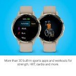 Garmin Venu 3S Soft Gold Stainless Steel Bezel 1.2-Inch AMOLED Touchscreen Display Smart Watch with 41mm French Gray Case and Silicone Band