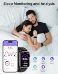 Health Fitness Tracker Smart Watch with 24/7 Heart Rate Blood Oxygen Blood Pressure Monitor Sleep Tracker 128 Exercise Modes Step Calorie Counter Pedometer IP68 Waterproof for Women Men Android iOS