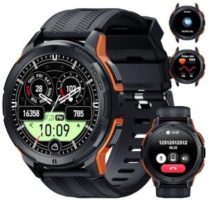 OUKITEL BT10 Military Smart Watch for Men (Answer/Make Call), 5ATM Waterproof Fitness Tracker Smartwatch, 1.43" AMOLED HD Display, 123+ Sport Modes, 24H Health Monitor for iOS/Android