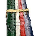 WOCCI 20mm Watch Band, Italian Leather, Embossed Alligator Grain, Gold Buckle (Brown)