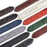WOCCI 20mm Watch Band, Italian Leather, Embossed Alligator Grain, Gold Buckle (Brown)