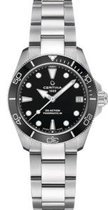 Certina, Womens, DS Action Lady 34.5mm, Stainless Steel, Swiss Automatic, Watch, Black, Stainless Steel, 18, (C0320071105100)