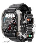 Military Smart Watches for Men IP68 Waterproof for Swimming, with Answer/Make Calls, Extra-Long Battery Outdoor Tactical Smart Fitness Watch, Blood Pressure/Heart Rate Smartwatch for Android, Black