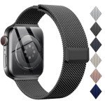 EPULY Compatible with Apple Watch Band 44mm 45mm 46mm 49mm,Stainless Steel Mesh Loop Magnetic Clasp for iWatch Ultra Series 10 9 8 SE 7 6 5 4 3 2 1Women Men -49/46/45/44mm Black
