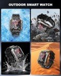 Military Smart Watches for Men IP68 Waterproof for Swimming, with Answer/Make Calls, Extra-Long Battery Outdoor Tactical Smart Fitness Watch, Blood Pressure/Heart Rate Smartwatch for Android, Black