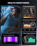 Military Smart Watches for Men IP68 Waterproof for Swimming, with Answer/Make Calls, Extra-Long Battery Outdoor Tactical Smart Fitness Watch, Blood Pressure/Heart Rate Smartwatch for Android, Black