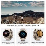 Garmin fēnix® 8 – 43mm, AMOLED, Sapphire, Premium Multisport GPS Smartwatch, Long-Lasting Battery Life, Dive-Rated, Built-in LED Flashlight, Soft Gold with Dark Sandstone Band