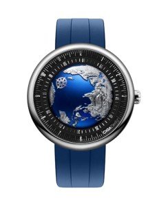 CIGA Design Mechanical Automatic Watch Blue Planet U Series Stainless Steel/Titanium/Ceramics Case Sapphire Crystal Fluororubber/Ceramics Strap Watches Gifts for Men and Women (Blue Planet II Stainless Steel)