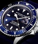 Stuhrling Original Men's Watch Dive Watch Silver 42 MM Case with Screw Down Crown Rubber Strap Water Resistant to 330 FT (Black)